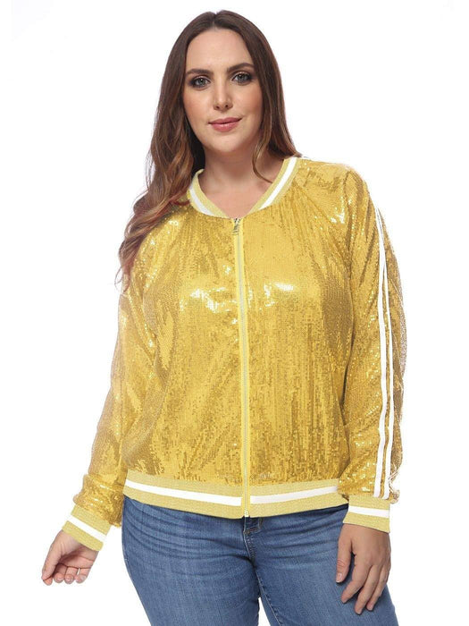 Plus Size Sequin Bomber Jacket