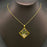 Dried Flower Rhombus Charm 18K Gold Plated Necklace