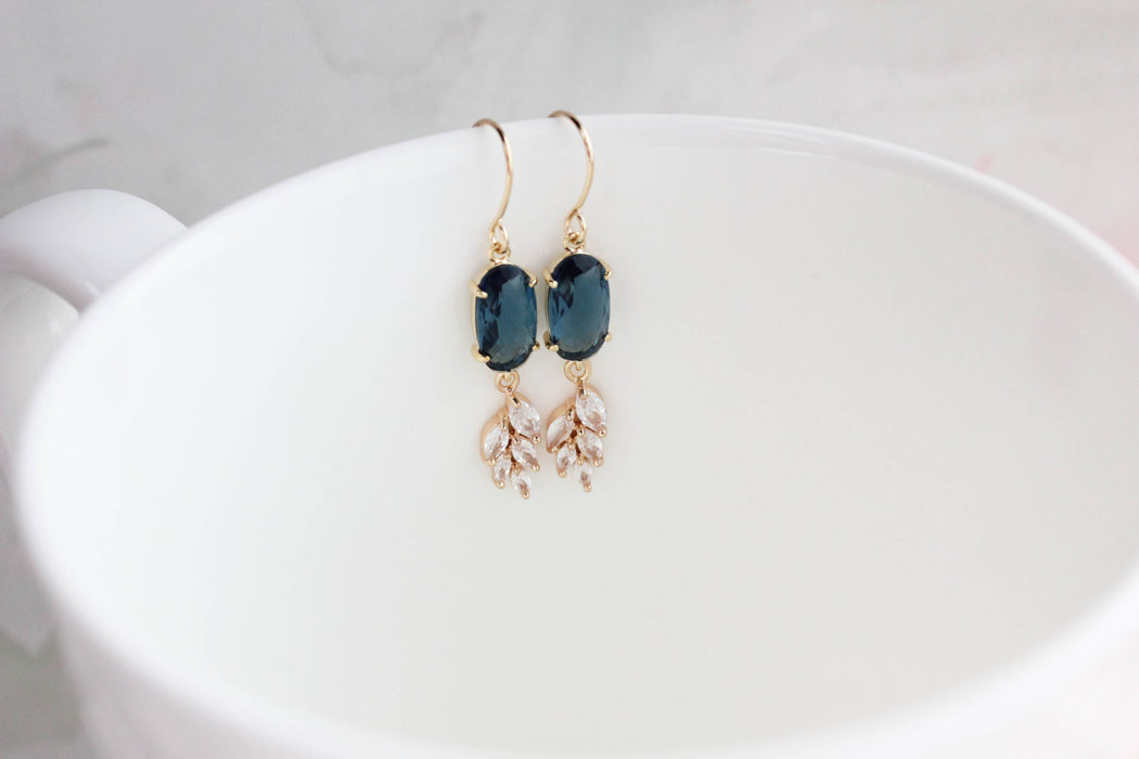 Sparkling Crystal Earrings | Leaf Earring