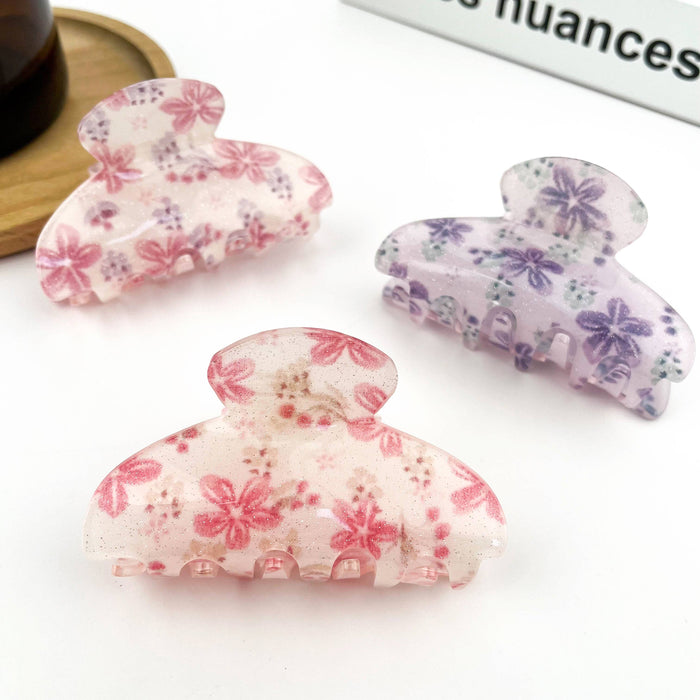 Spring Flower Half Circle Hair Clip