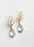 Glass Leaf Earrings | Rhinestone Studs | Gold