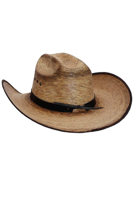 Eyeleted Vintage Burnt Cutter Palm Straw Cowboy Hat
