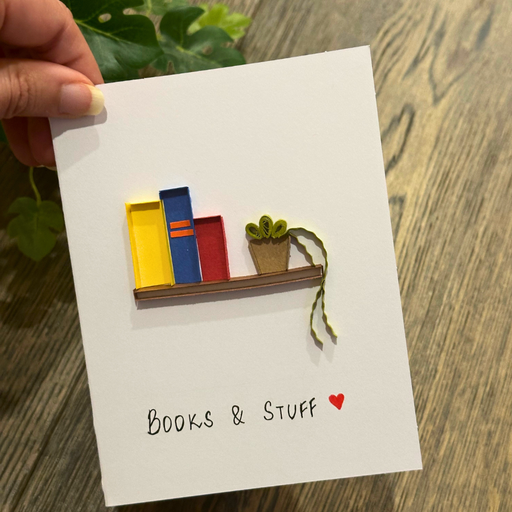 3D Quilled Bookshelf Greeting Card, Bookish gifts, Book love