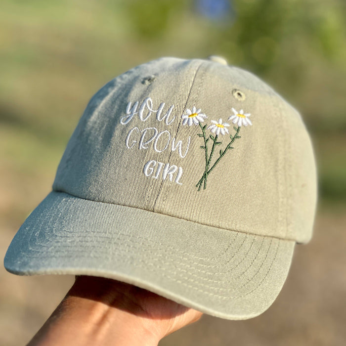 You Grow Girl Vintage Embroidered Hat - Plant Lover's Cap