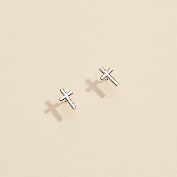 Gold and Silver Cross Stud Earrings