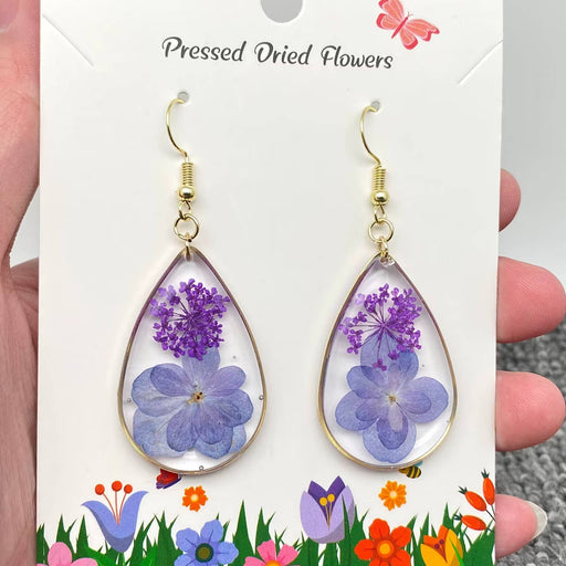 Hydrangea & Queen Anne's Lace Drop Dangle Earrings