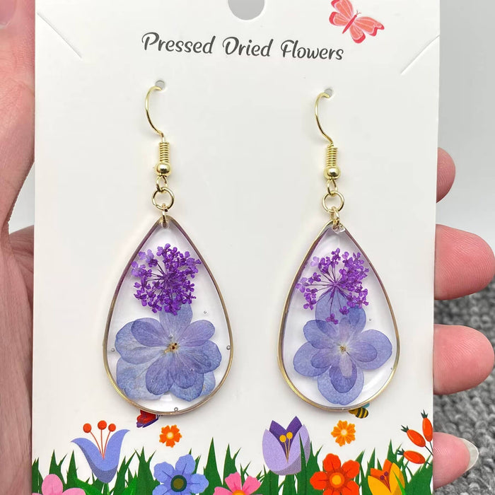 Hydrangea & Queen Anne's Lace Drop Dangle Earrings