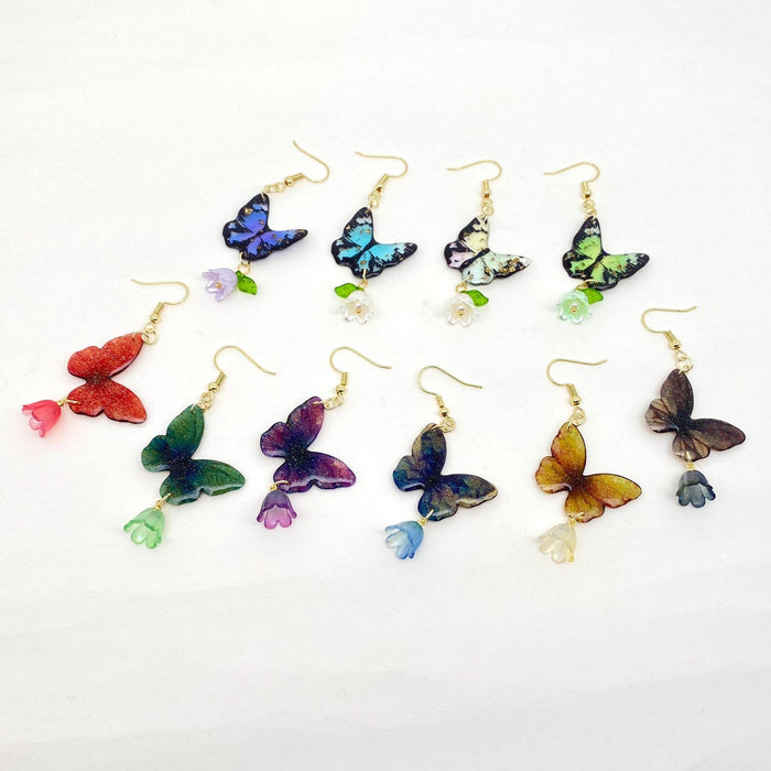 Multi Style Colorful Butterfly Flower Charm Dangle Earrings