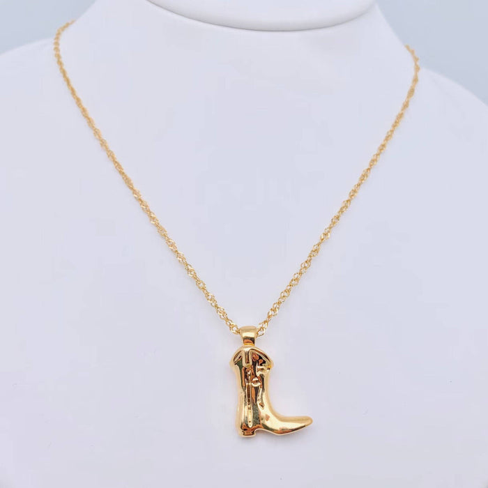 Western Cowgirl Boot Charm Necklace - WJ