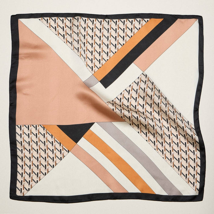 Geometric Square Scarf | Modern Abstract Print with Contrast Border