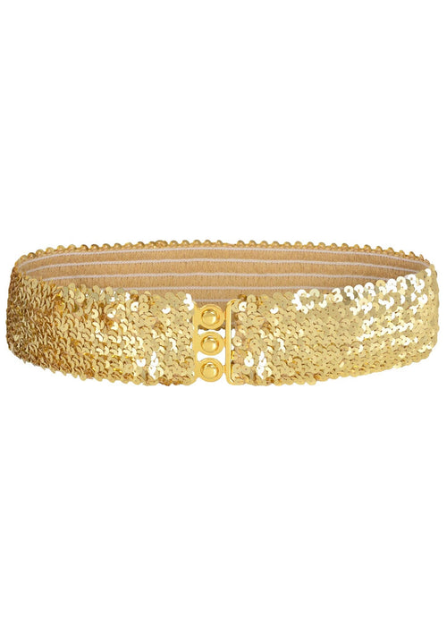 Women Glitter Sequin Belts Stretchy Sparkly Cinch Belt Disco