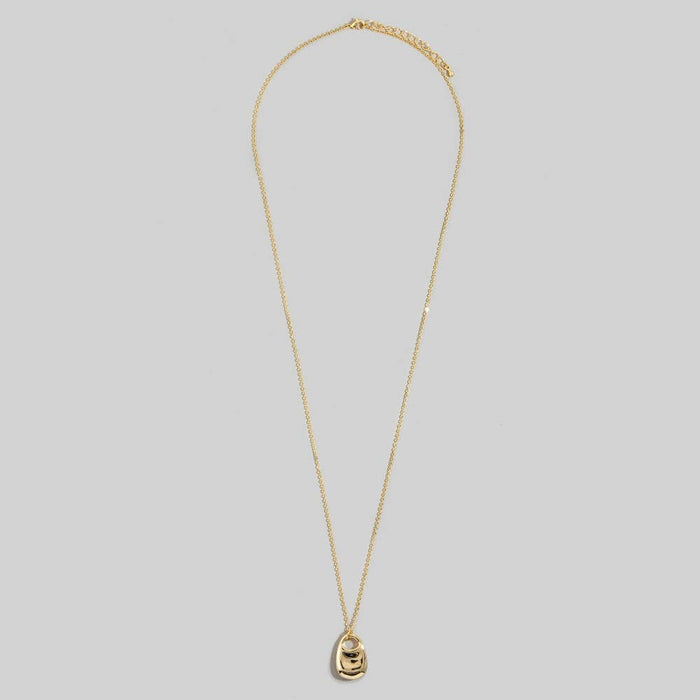 Oval Pendant Long Chain Necklace