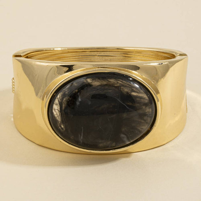 Oval Cabochon Wide Cuff Bracelet