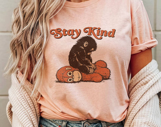 Stay Kind Baby Punch Monkey Cute Ringer T-Shirt