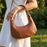 Faux Leather Round Multi Panel Hand Bag