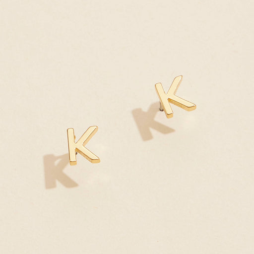 Initial Metal Stud Earrings 16 Assorted Pack