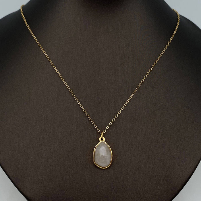 Natural Stone Charm Stainless Steel Necklace