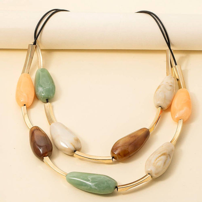 Large Stone Layered Resin Necklace