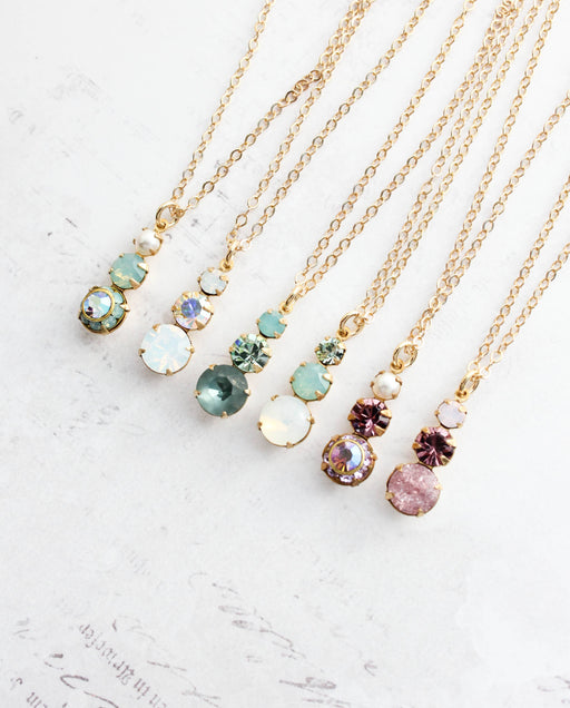 Vintage Glass Necklace | Three Jewel