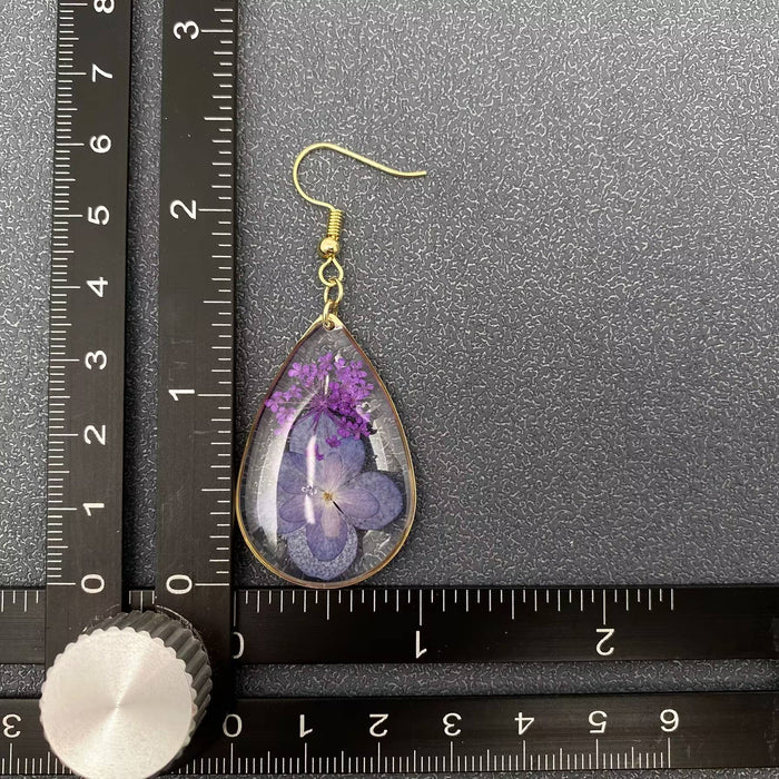 Hydrangea & Queen Anne's Lace Drop Dangle Earrings