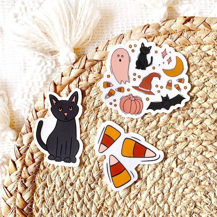 Clear Black Cat Sticker, 2.75x2 in.