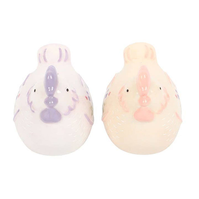 Floral Hen Chicken Shaped Salt and Pepper Shakers