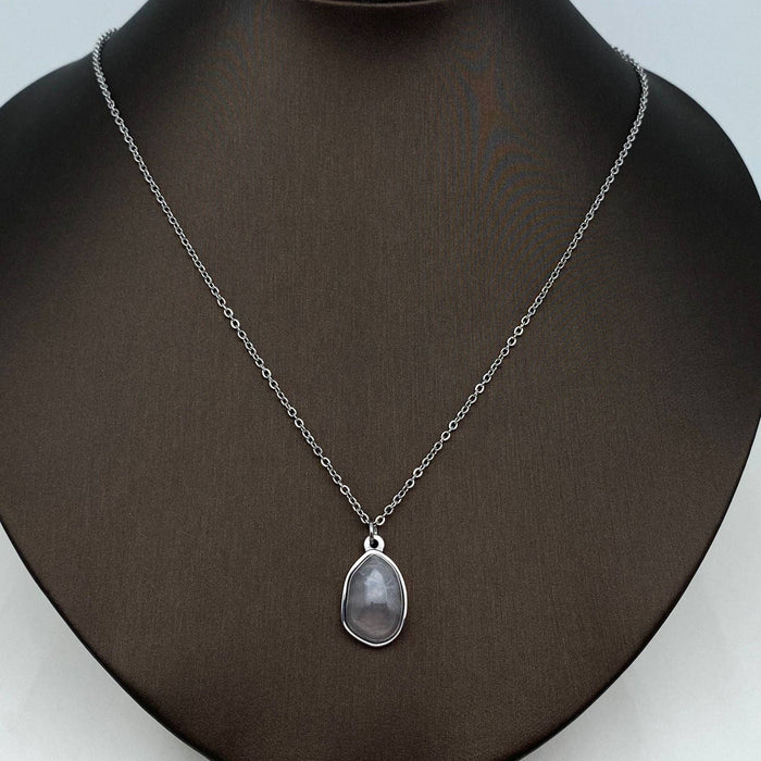 Natural Stone Charm Stainless Steel Necklace
