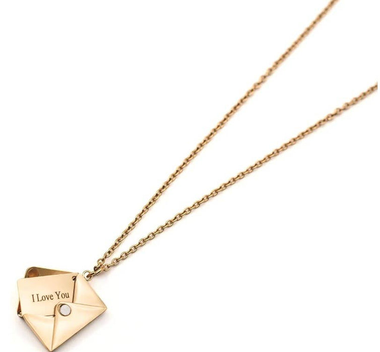 Love Letter 14K Gold Steel  Envelope and Letter necklace