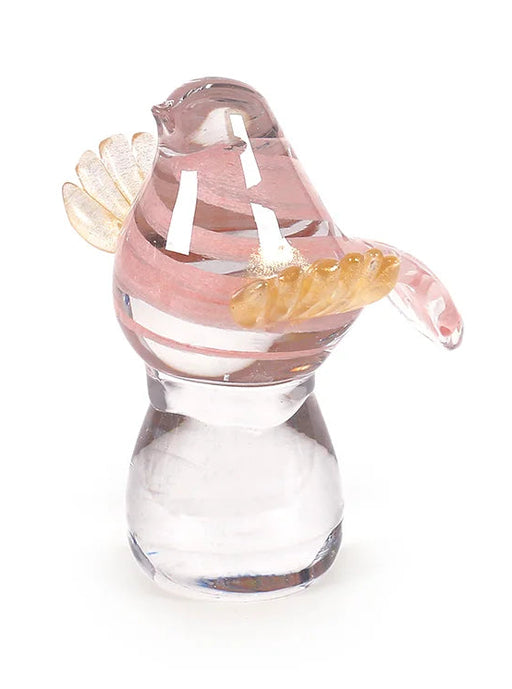 Glass Bird 5" Pink/Amber