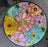 Table Metal w/Glass Bouquet of Colours Top