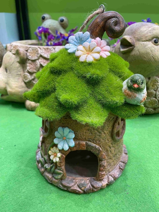 Fairy garden Mos House with flower top  4.5x 3.81