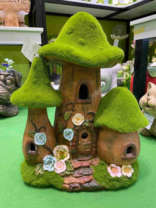 Fairy Garden House triple peak  LED solar light