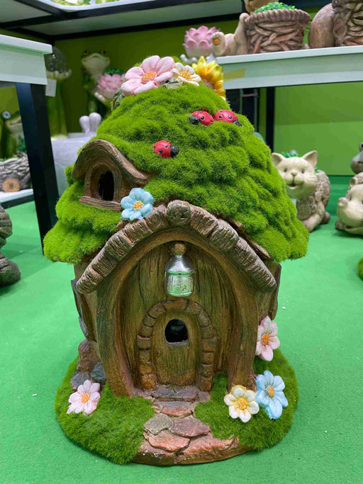 Fairy Garden House moss Shingles& ladybugs