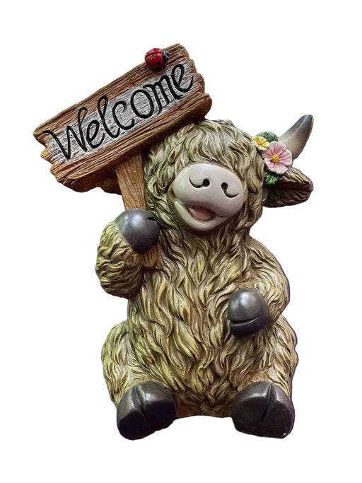 Highland Cow Brown w/Welcome Sign