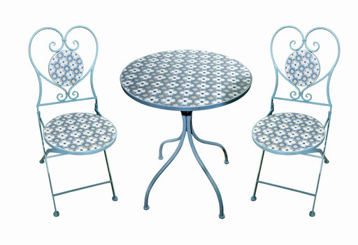 Patio Set Ceramic & Metal Lt. Blue
