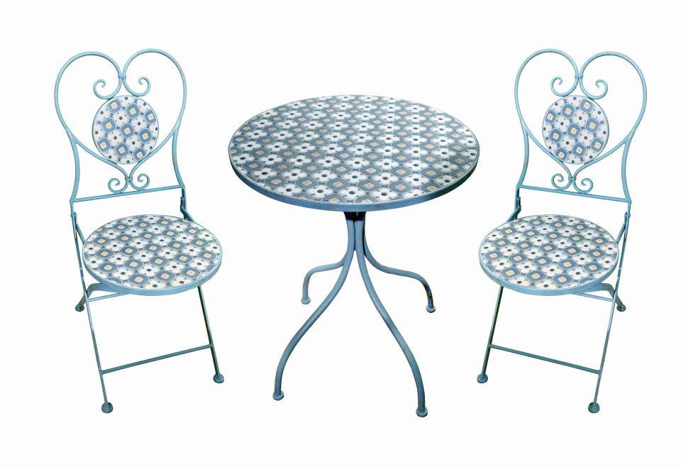 Patio Set Ceramic & Metal Lt. Blue