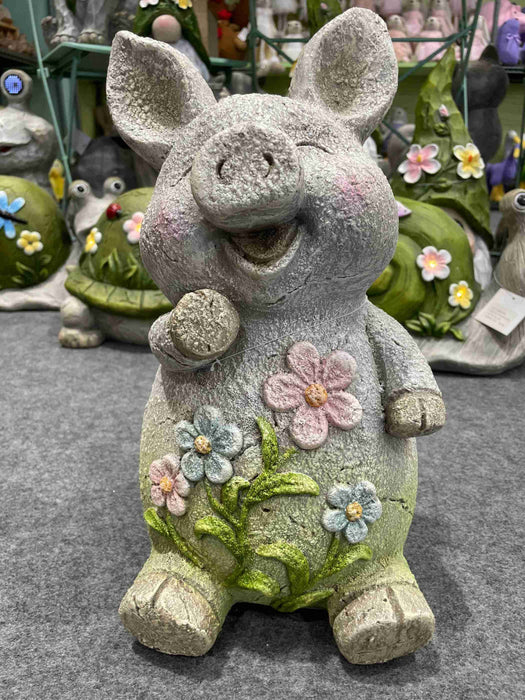 Pig Planter w/Flowers