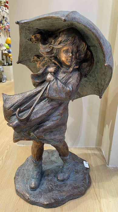 Girl w/Umbrella Bronze-look