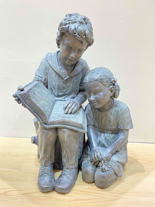 Children Reading Bronze-look