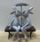 Bunnies Under Umbrella on Bench Gray