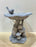 Mushroom Birdbath with Birds Gray