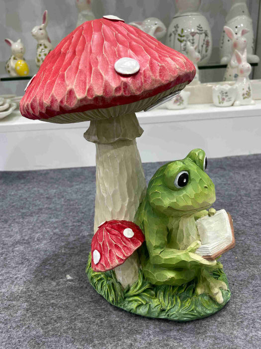 Solar Frog Reading Under Mushroom