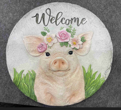 Stepping Stone with Pig/Cow & Greeting