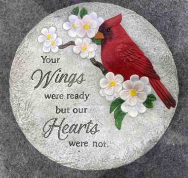 Stepping Stone with Cardinal & Text