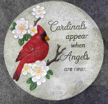 Stepping Stone with Cardinal & Text