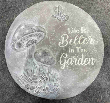 Stepping Stone Mushroom with Text Grey