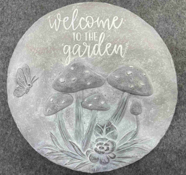 Stepping Stone Mushroom with Text Grey