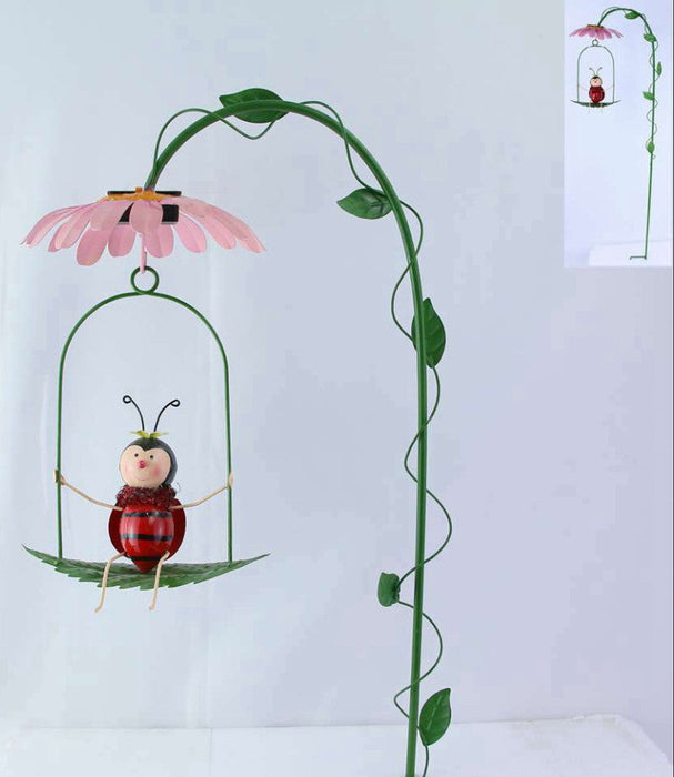 Stake Solar Lady Bug on Swing