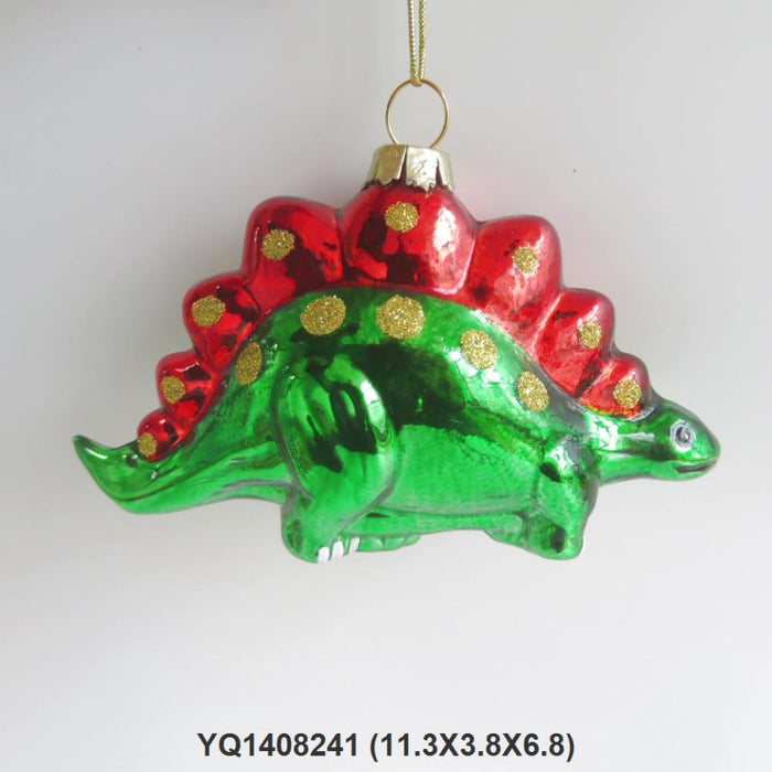 Orn Dinosaur - Tricerotop Red/Green & Gold