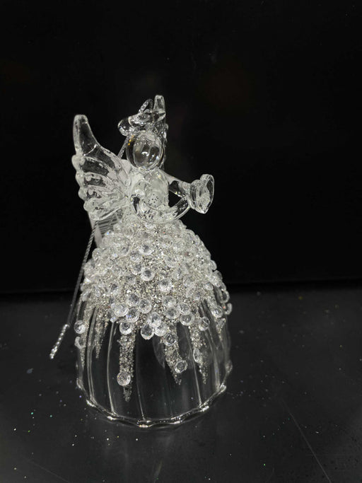 Orn Angel Clear Beaded Glass